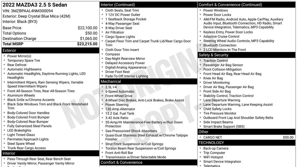 2022 Mazda Mazda3 Sedan 2.5 S