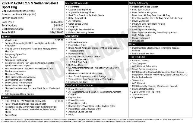 2024 MAZDA MAZDA3 - $20,890