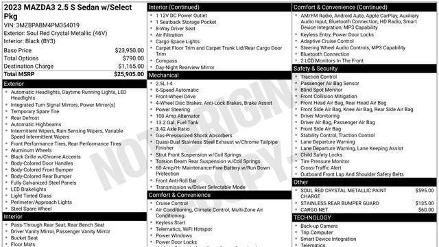 2023 Mazda Mazda3 Sedan 2.5 S Select