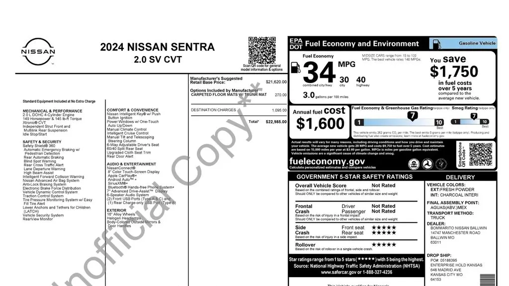 2024 Nissan Sentra SV