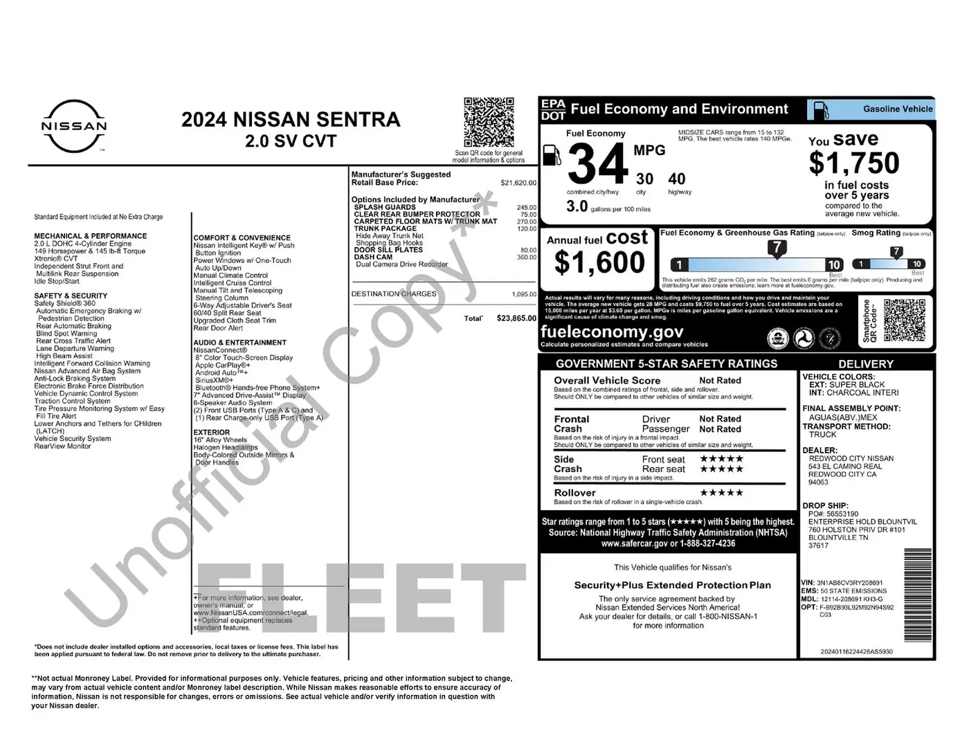2024 Nissan Sentra - $17,555