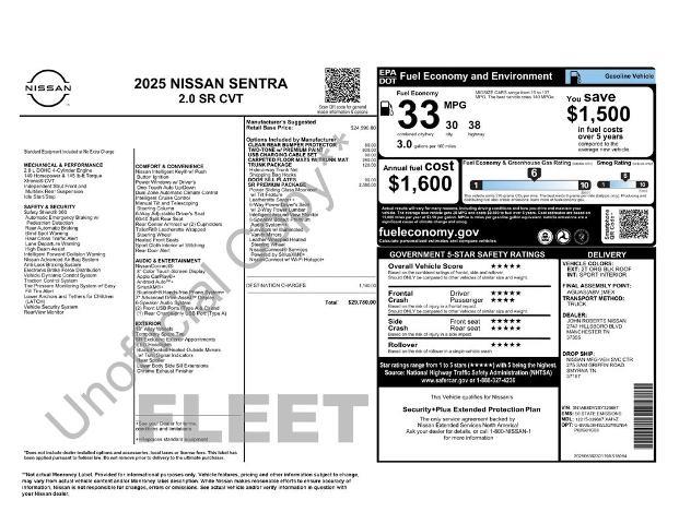 2025 Nissan Sentra - $22,609