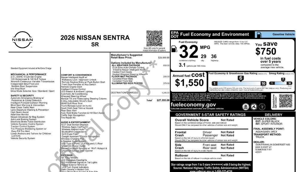 2026 Nissan Sentra SR