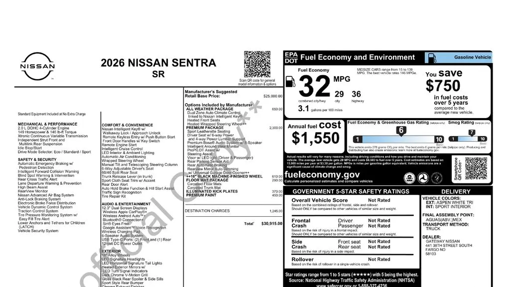 2026 Nissan Sentra SR