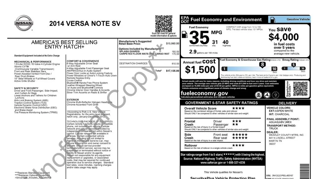 2014 Nissan Versa Note S