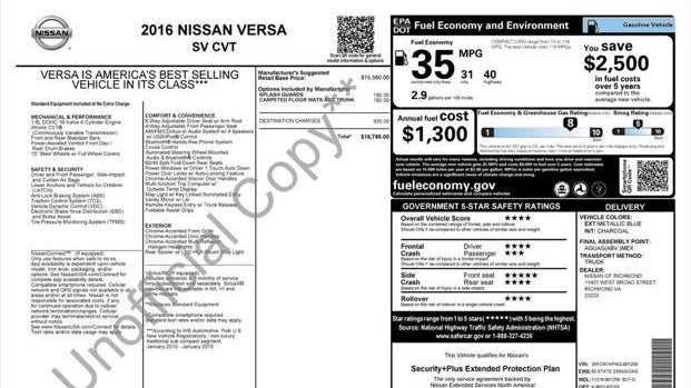 2016 Nissan Versa 1.6 SV