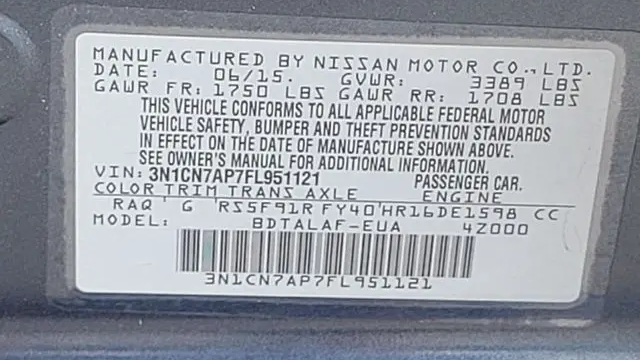 2015 Nissan Versa 1.6 S