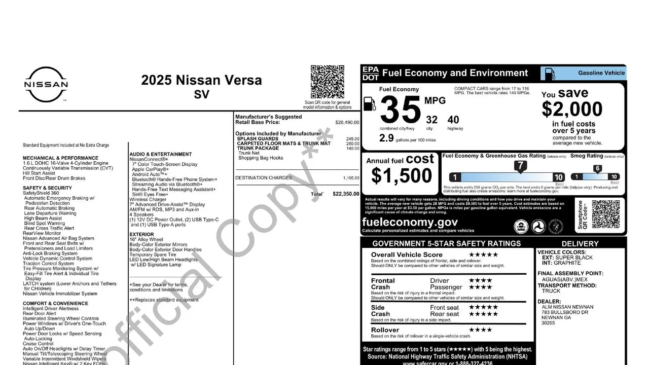2025 Nissan Versa SV