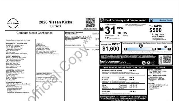 2026 Nissan Kicks S