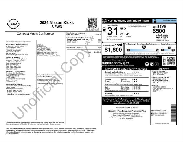 2026 Nissan Kicks - $20,975