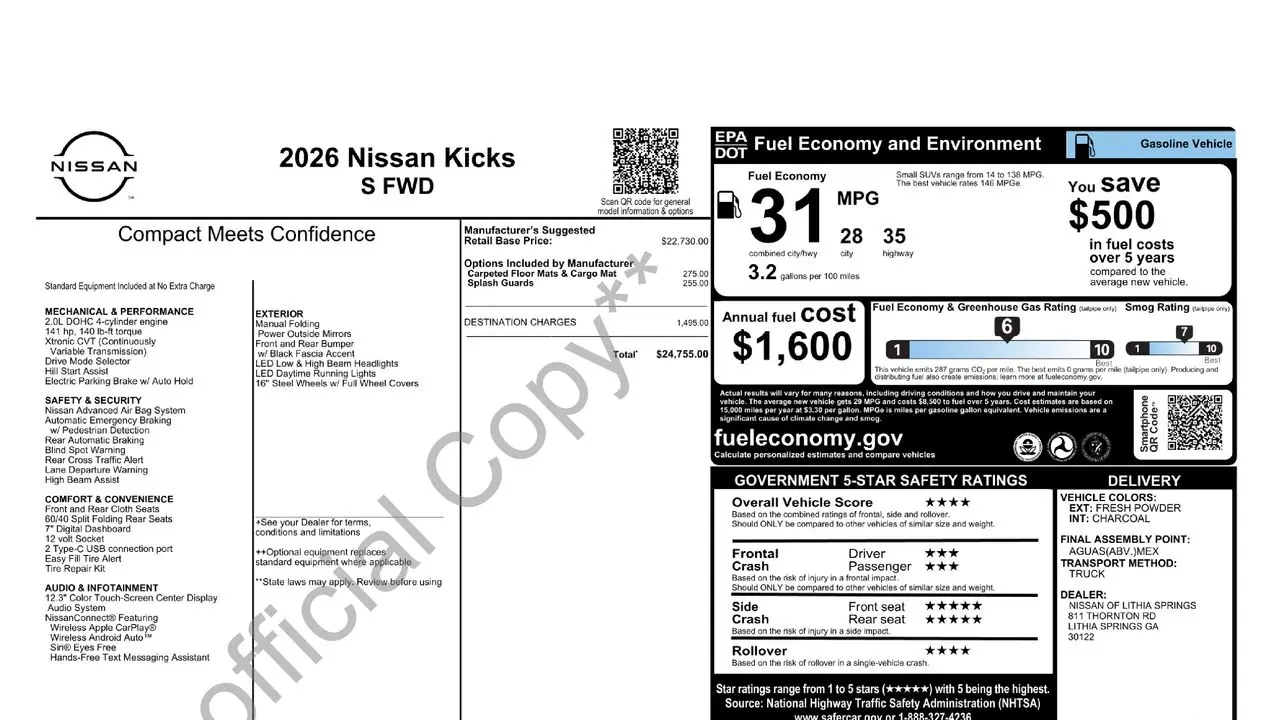 2026 Nissan Kicks S
