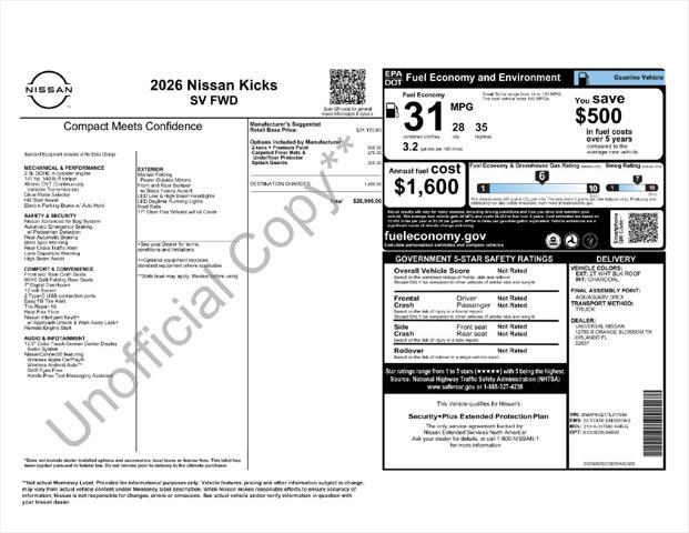 2026 Nissan Kicks - $22,624