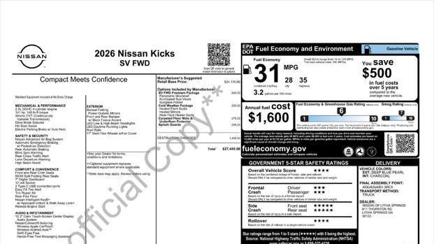 2026 Nissan Kicks SV