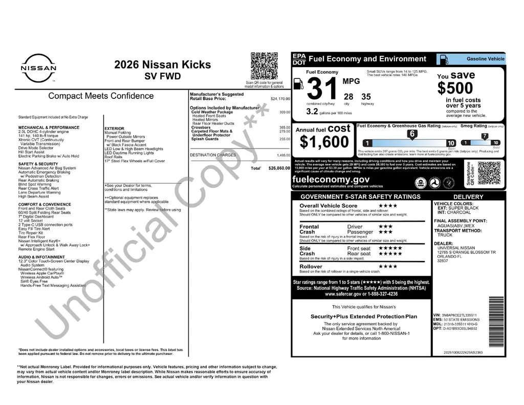 2026 Nissan Kicks - $21,680