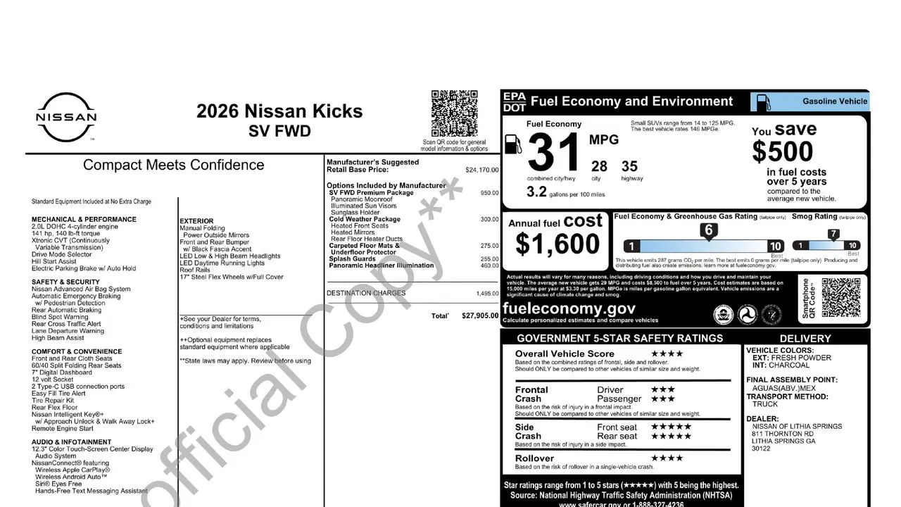 2026 Nissan Kicks SV