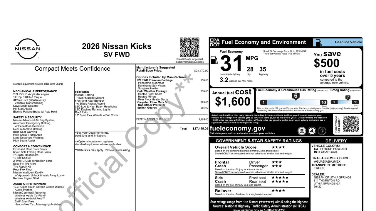 2026 Nissan Kicks SV