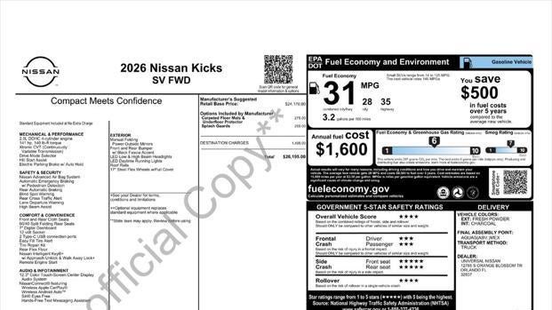 2026 Nissan Kicks SV