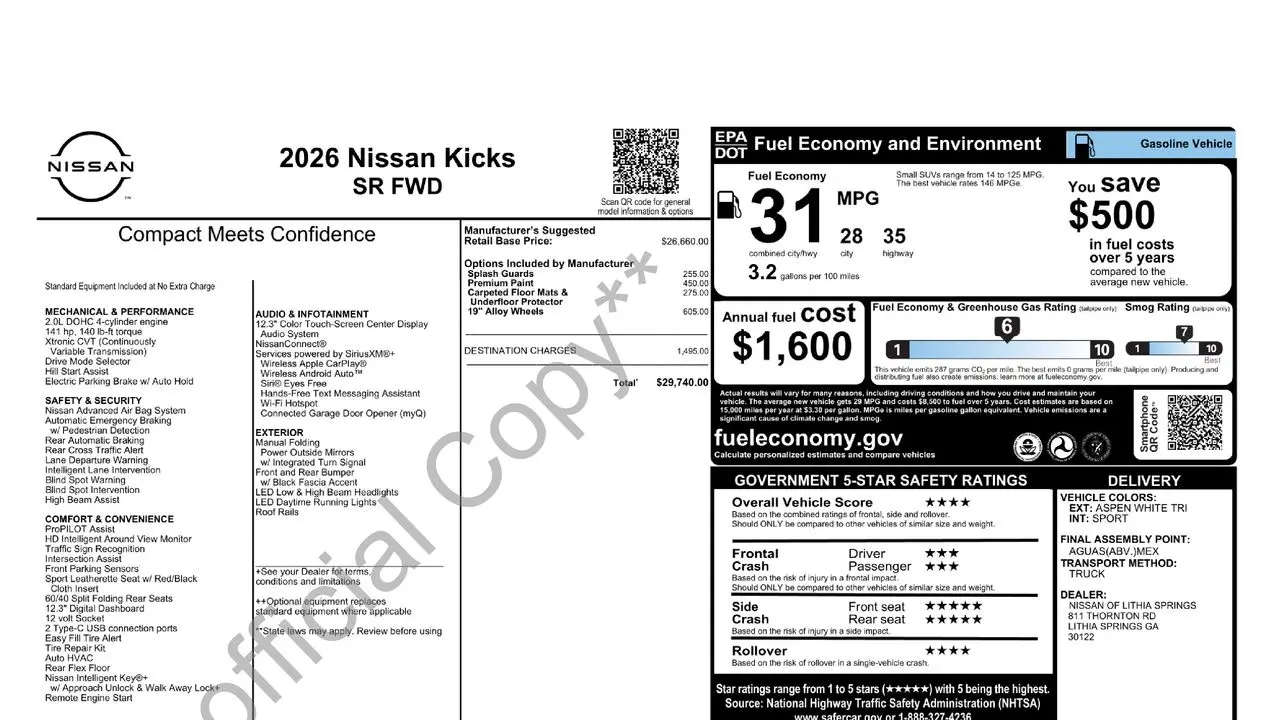 2026 Nissan Kicks SR