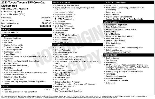 2023 Toyota Tacoma - $33,441