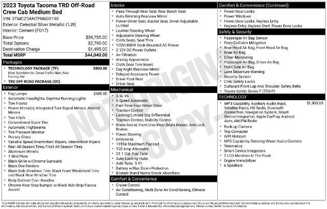 2023 Toyota Tacoma - $39,884