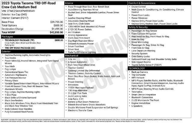 2023 Toyota Tacoma - $34,478