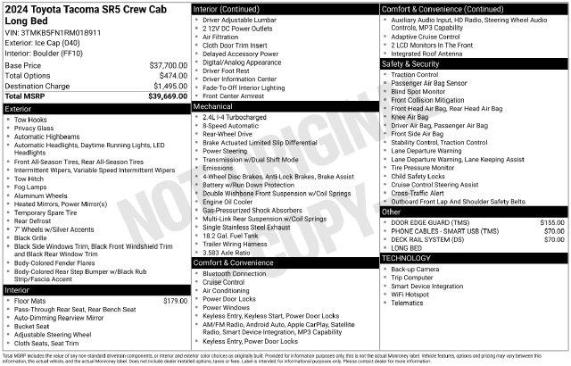 2024 Toyota Tacoma - $33,873