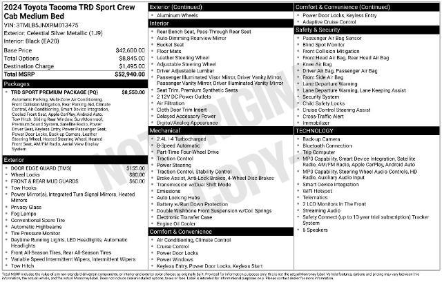 2024 Toyota Tacoma - $42,491