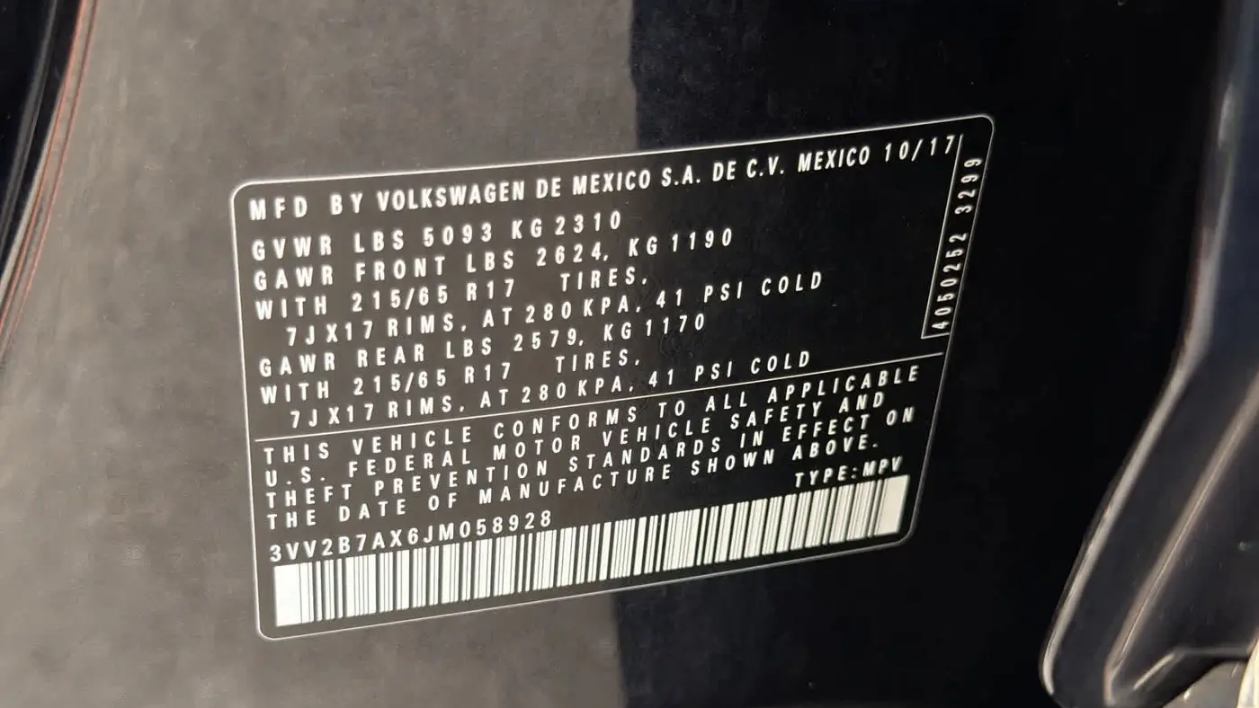 2018 Volkswagen Tiguan 2.0T SEL 4Motion