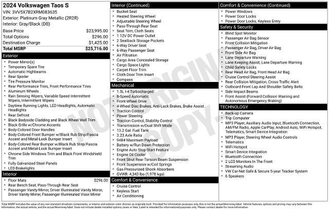 2024 Volkswagen Taos - $21,765