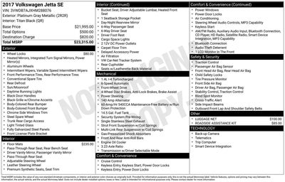 2017 Volkswagen Jetta 1.4T SE 4DR Sedan 6A