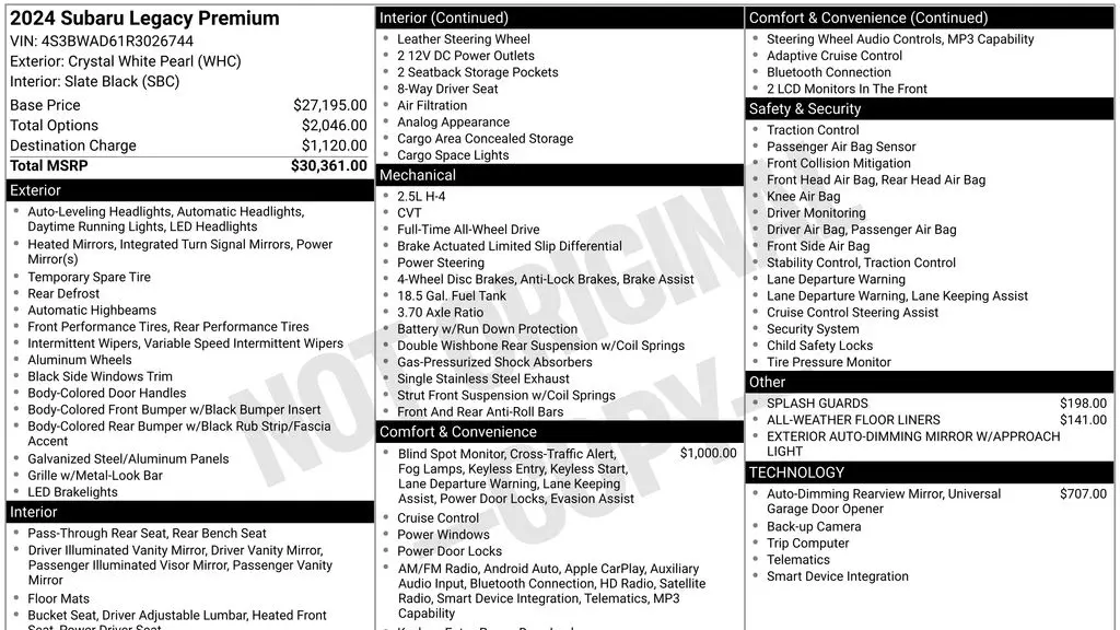 2024 Subaru Legacy Premium