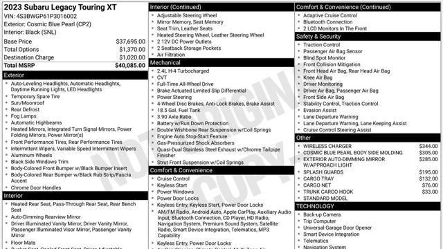 2023 Subaru Legacy Touring XT