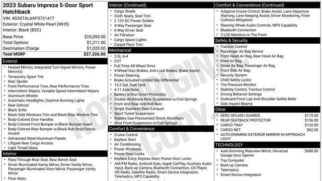 2023 Subaru Impreza Sport