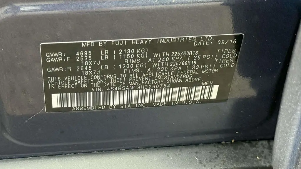 2017 Subaru Outback 2.5i Limited