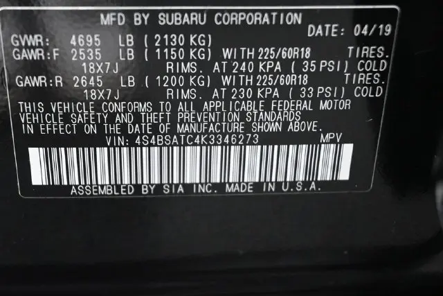 2019 Subaru Outback - $21,966