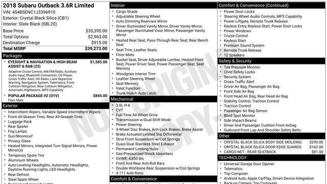 2018 Subaru Outback 3.6R Limited