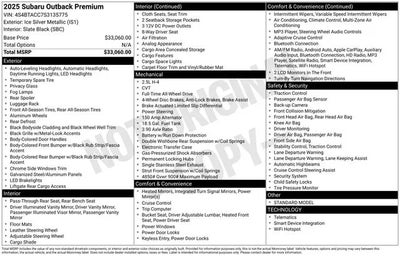 Photo of a 2025 Subaru Outback AWD Premium 4DR Crossover for sale