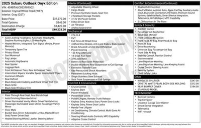 2025 Subaru Outback AWD Onyx Edition 4DR Crossover