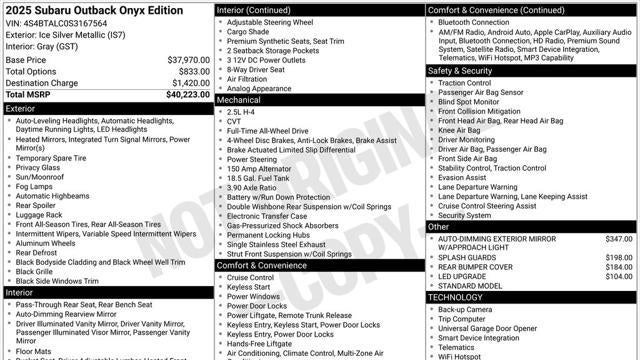2025 Subaru Outback Onyx Edition