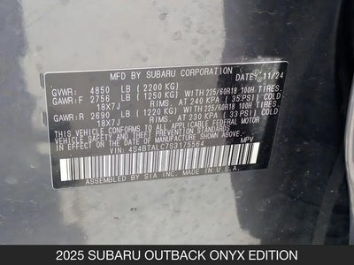 Photo of a 2025 Subaru Outback AWD Onyx Edition 4DR Crossover for sale