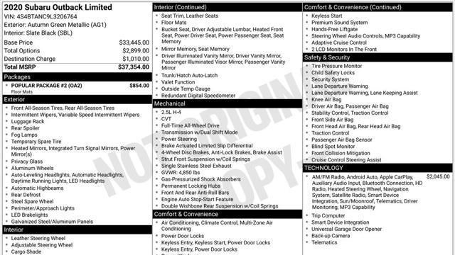 2020 Subaru Outback Limited