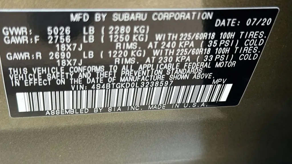 2020 Subaru Outback Onyx Edition XT