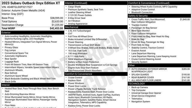 2023 Subaru Outback Onyx Edition XT