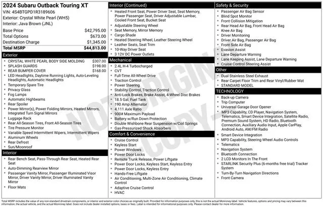 2024 Subaru Outback Touring XT — photo 1 of 1