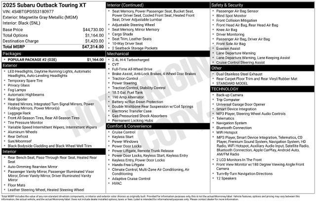 2025 Subaru Outback - $38,202