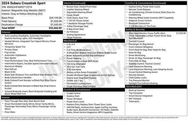 2024 Subaru Crosstrek - $28,995