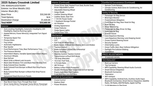 2025 Subaru Crosstrek Limited