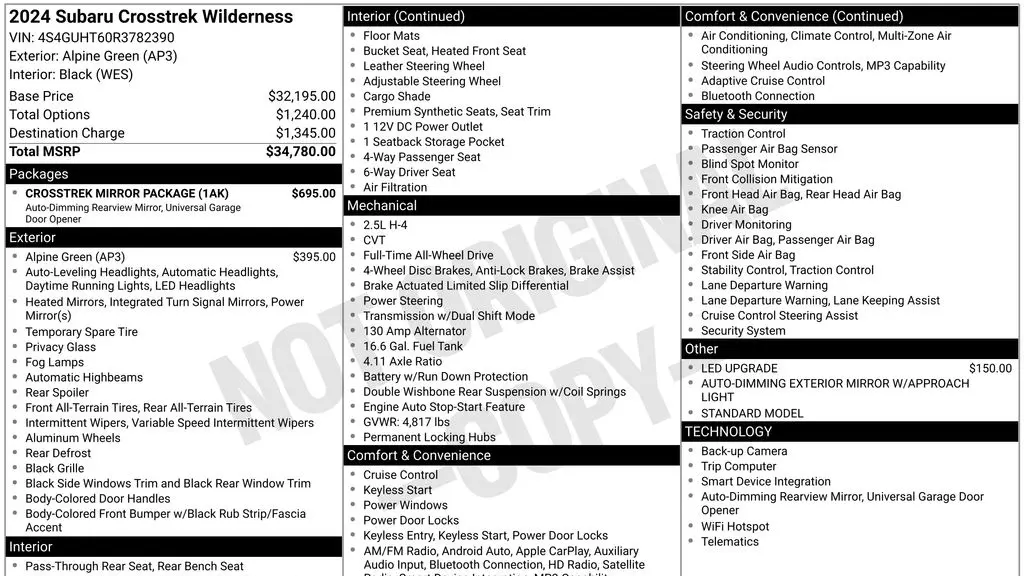 2024 Subaru Crosstrek Wilderness