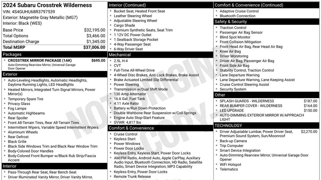 2024 Subaru Crosstrek Wilderness