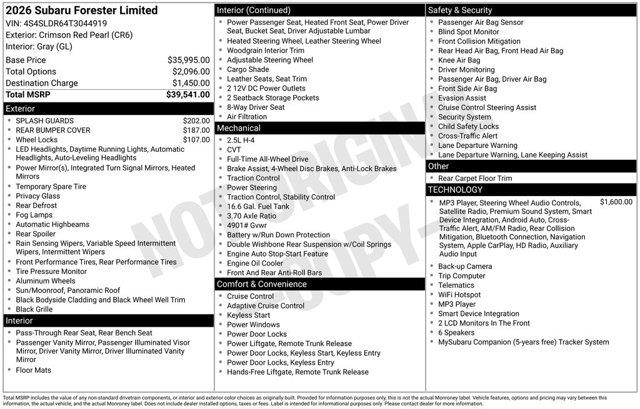 2026 Subaru Forester - $35,991